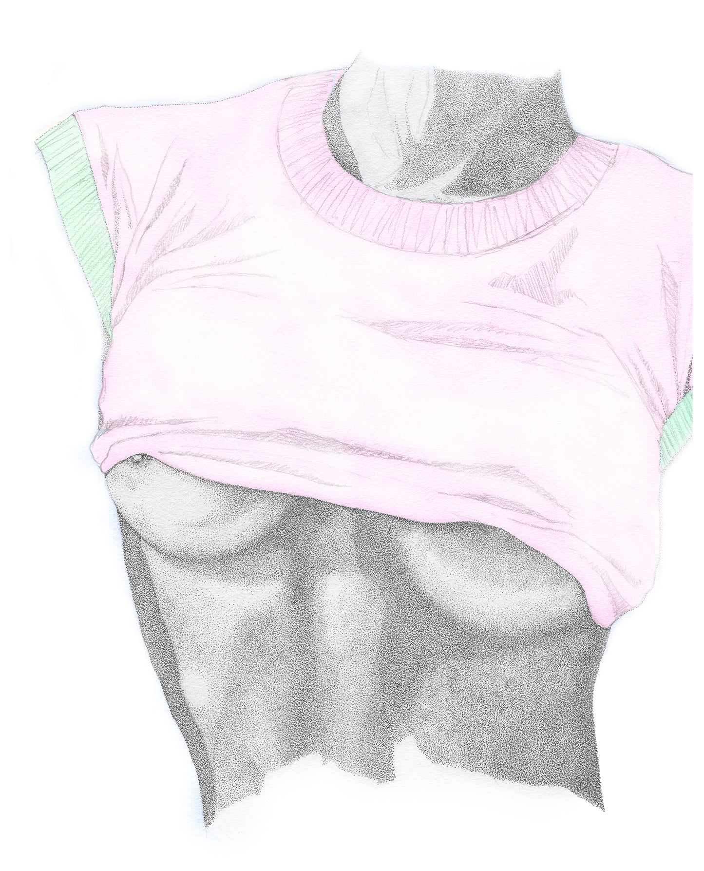 Stippling Series: Cheeky T-Shirt (pink & Green)