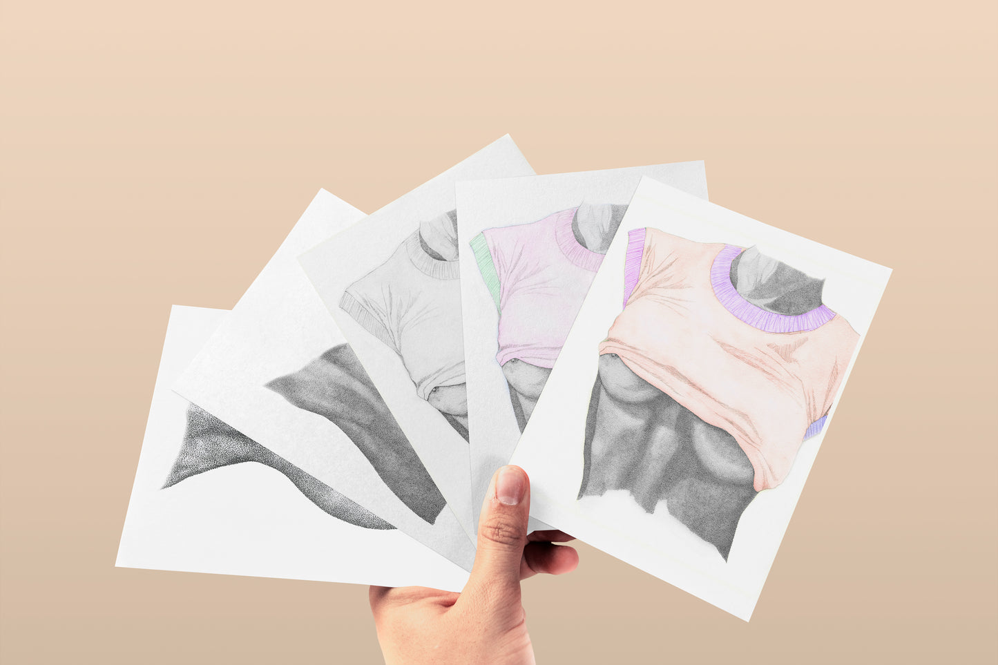 Pack of 5 postcards: Stippling Series